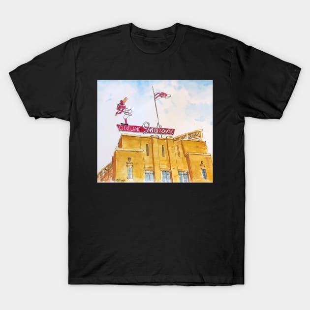 Old Municipal Stadium - Cleveland Indians T-Shirt by Darrell T Smith Art & Design